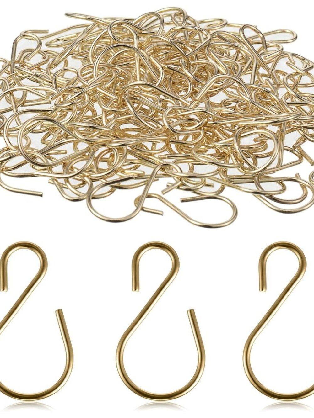 120 Pcs Mini S Hook for Hanging 1 Inch Metal, Champagne Gold